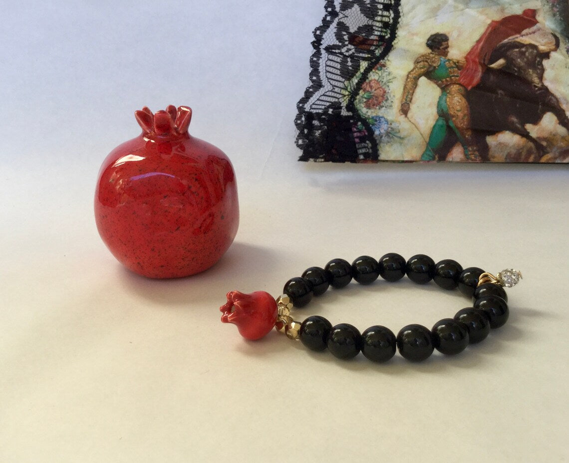 The Love Red Ceramic Pomegranate with LOVE charm