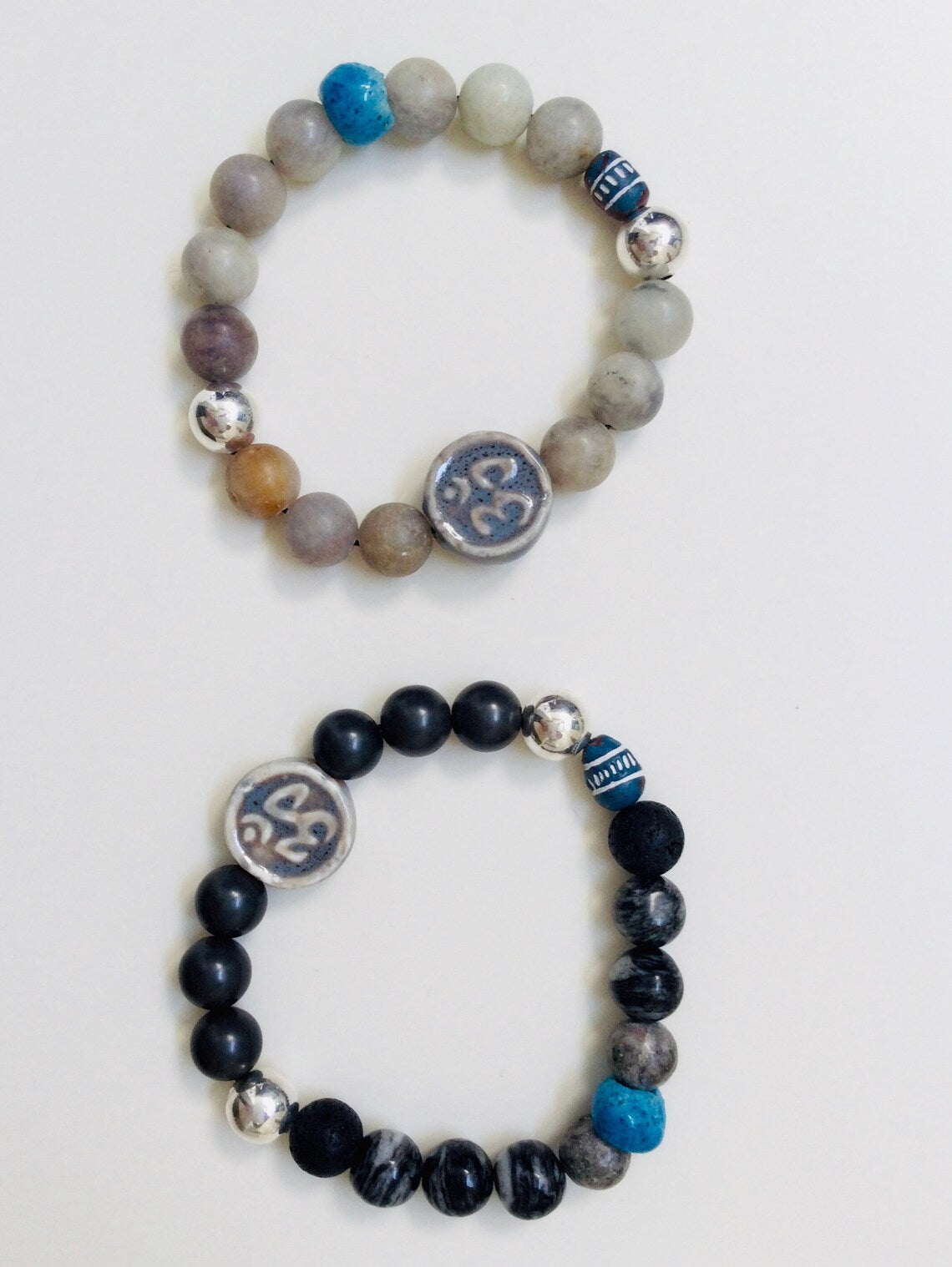 Rumi, Spiritual Chakra Mens Bracelet / dark